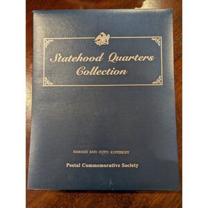 Statehood Quarters Binder – 2 Coins + Stamps Per Page, Duplicates +Extra Sleeves